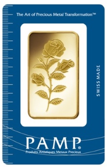 50g Gold Bar PAMP Rosa Minted