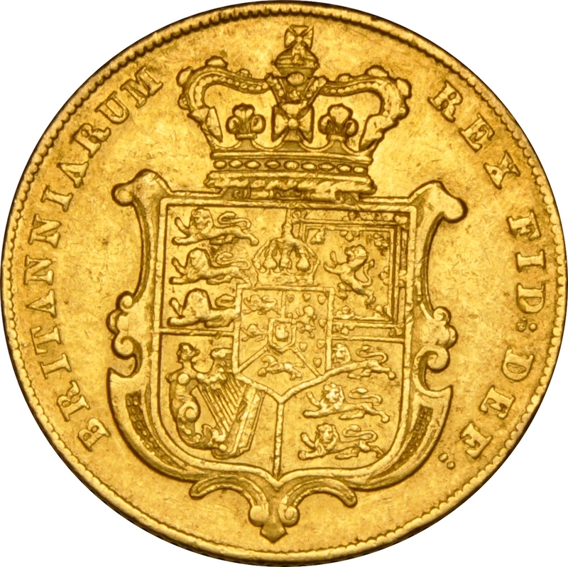 1827 Gold Sovereign Coin George IV Bare Head