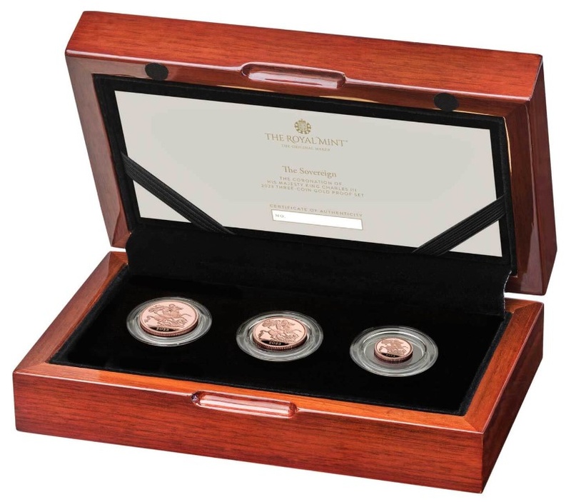 2023 Proof Gold Sovereign 3 Coin Set King Charles III Coronation Boxed
