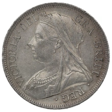 1893 Silver Half Crown Coin Queen Victoria