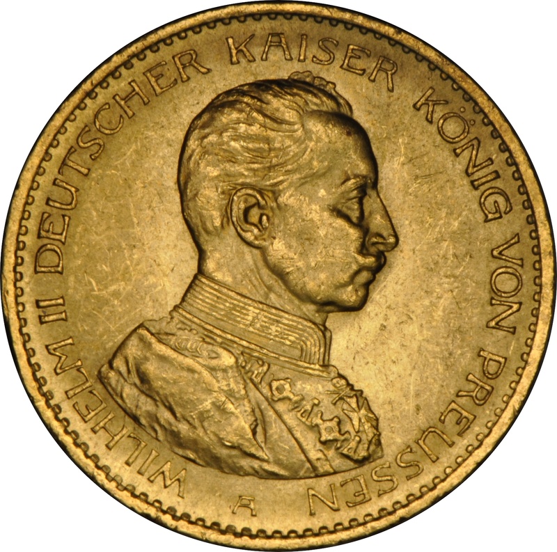 German 20 Mark Gold Coin Wilhelm II 1913-1915