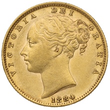 1884 Gold Sovereign Coin Queen Victoria Young Head Shield Back Sydney