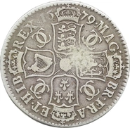 1679 Silver Half Crown Coin Charles II Fine