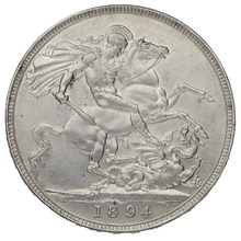 1894 Silver Crown Coin Queen Victoria LVII