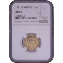 1832 Gold Sovereign William IV NGC AU55