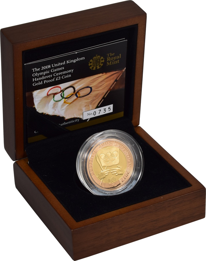 2008 £2 Two Pound Proof Gold Coin: London Olympic Handover Ceremony Boxed