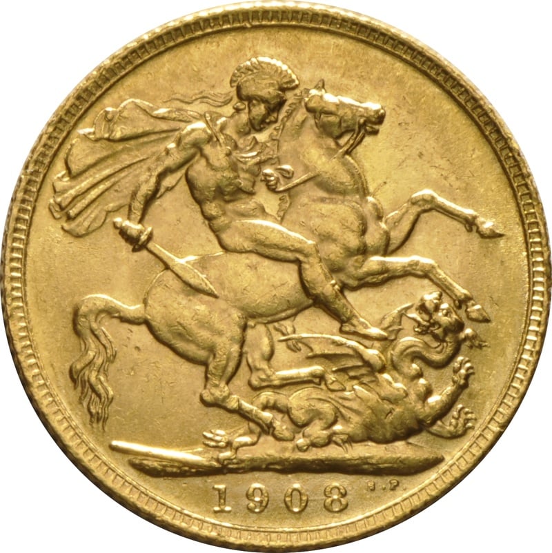 1908 Gold Sovereign Coin Edward VII