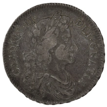 1673 Silver Half Crown Coin Charles II