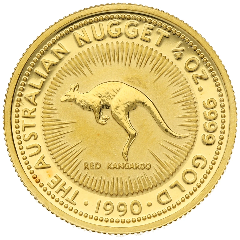 1990 1/4oz Australian Kangaroo Gold Nugget Coin