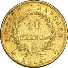 French 40 Francs Gold Coin Napoleon I Emperor Laureate Head 1807-1813
