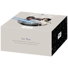 2023 50p Luke Skywalker & Princess Leia Star Wars Proof Gold Coin Boxed