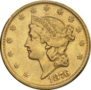 1876 $20 Gold Coin Double Eagle Liberty Head San Francisco