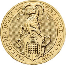 2019 1oz Yale of Beaufort Gold Coin Queen's Beasts NGC MS70