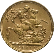 1901 Gold Sovereign Coin Queen Victoria Old Head Perth