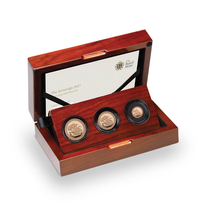 2017 Proof Gold Sovereign 3 Coin Set Fifth Portrait Boxed
