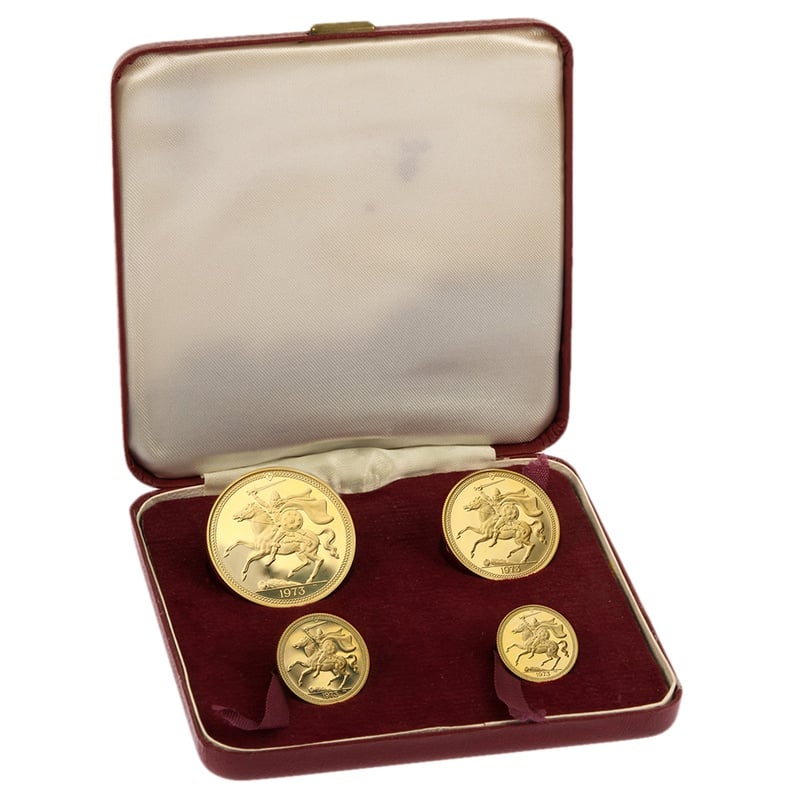 1973 Isle of Man Gold Proof Sovereign Four Coin Set Boxed