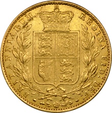 1853 Gold Sovereign Coin Queen Victoria Young Head Shield Back