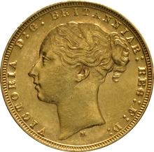 1873 Gold Sovereign Coin Queen Victoria Young Head Melbourne