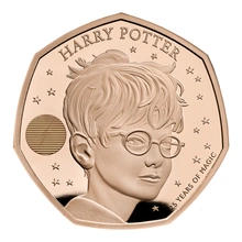 2022 Proof 50p 25th Anniversary of Harry Potter Gold Coin Boxed