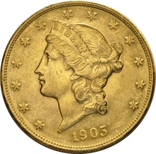 1905 $20 Gold Coin Double Eagle Liberty Head San Francisco