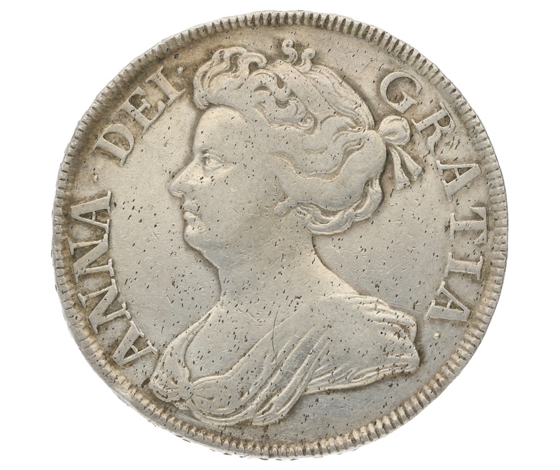 1712 Silver Half Crown Coin Queen Anne