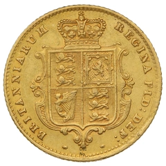 1864 Gold Half Sovereign Queen Victoria Young Head Shield Back