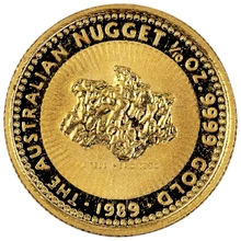 1989 1/10oz Australian Kangaroo Gold Nugget Coin