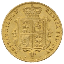 1869 Gold Half Sovereign Queen Victoria Young Head Shield Back