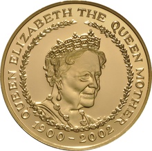 2002 Proof Gold £5 Coin Quintuple Sovereign Queen Mother Memorial