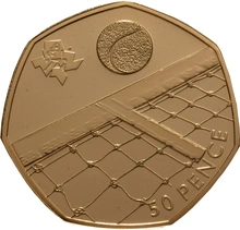 2012 Piedfort Proof 50p Gold Coin London 2012 Olympic Tennis Boxed
