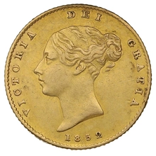 1852 Gold Half Sovereign Queen Victoria Young Head Shield Back