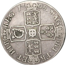 1708 Silver Crown Coin Queen Anne Fine
