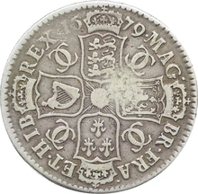 1679 Silver Half Crown Coin Charles II Fine
