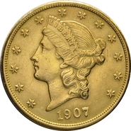 1907 $20 Gold Coin Double Eagle Liberty Head San Francisco