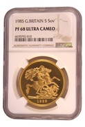 1985 - Gold £5 Proof Coin (Quintuple Sovereign) NGC PF68