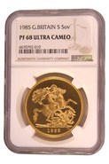 1985 Proof Gold £5 Coin Quintuple Sovereign NGC PF68