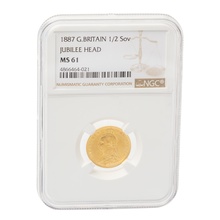 1887 Gold Half Sovereign Queen Victoria Jubilee Head NGC MS61