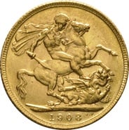 1908 Gold Sovereign Coin Edward VII