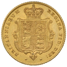 1851 Gold Half Sovereign Queen Victoria Young Head Shield Back