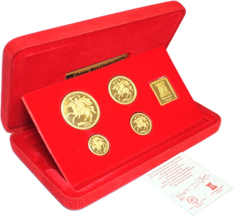 1980 Isle of Man Gold Proof Sovereign Four Coin Set Boxed