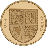 2015 Proof Gold £1 Pound Coin Royal Shield of Arms Fifth Portrait