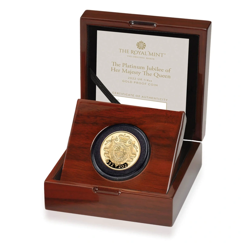 2022 1/4 oz The Platinum Jubilee of Her Majesty The Queen  Gold Proof Coin Boxed
