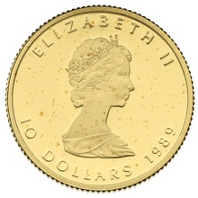 1989 Proof 1/4oz Canadian Maple Leaf Gold Coin