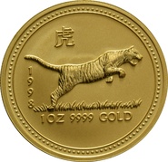 1998 Year of the Tiger Gold Coin 1oz Perth Mint Australian Lunar Series