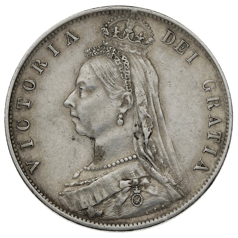 1891 Silver Half Crown Coin Queen Victoria Milled