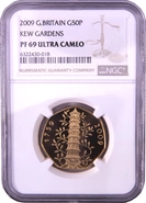 2009 Proof 50p Gold Coin Kew Gardens NGC PF69