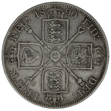 1890 Double Florin Silver Coin Queen Victoria Fine