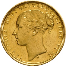1880 Gold Sovereign Coin Queen Victoria Young Head Melbourne