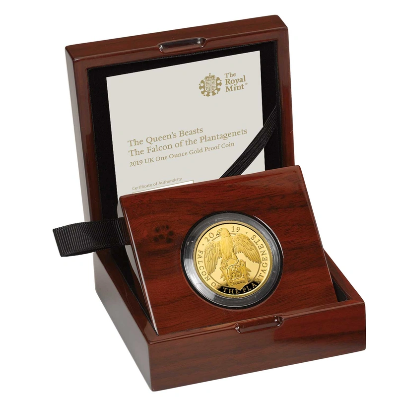 2019 1oz Falcon of the Plantagenets Gold Coin Queen's Beasts Proof Boxed