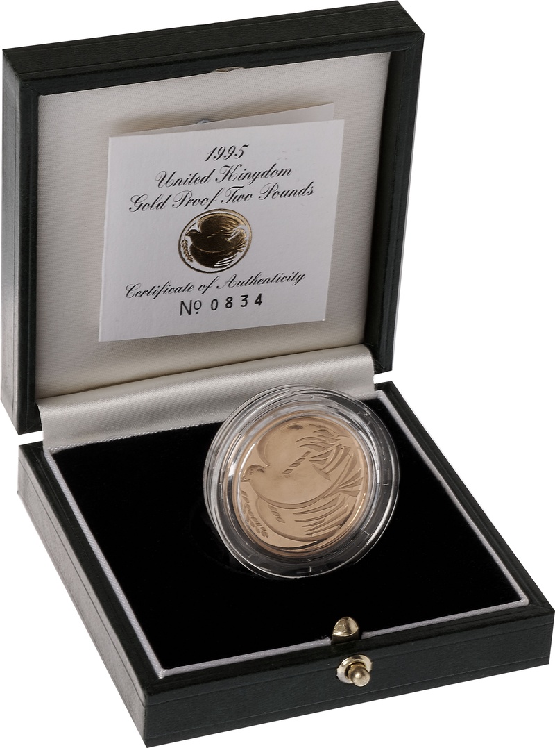 1995 Proof £2 Gold Coin Peace Dove WWII Boxed